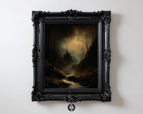 Gothic Dracula Castle Landscape Art Print
