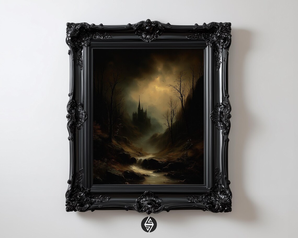 Gothic Dracula Castle Landscape Art Print
