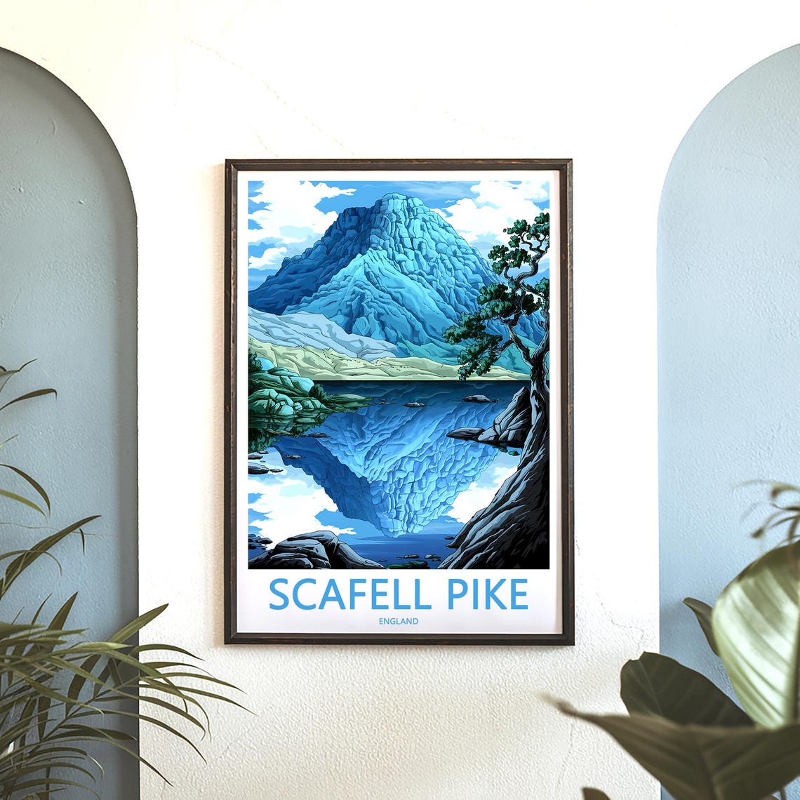 Scafell Pike England Blue Peak Reflected in Still Lake Poster - Image 3