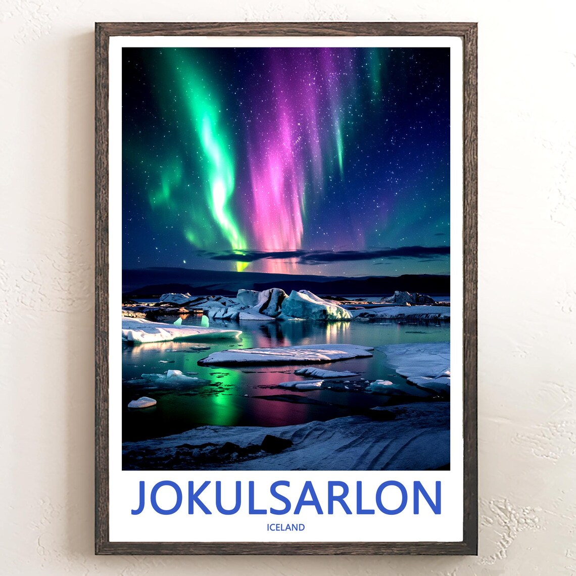 Jokusarlon Iceland Northern Lights Over Glacier Lagoon Photo Poster