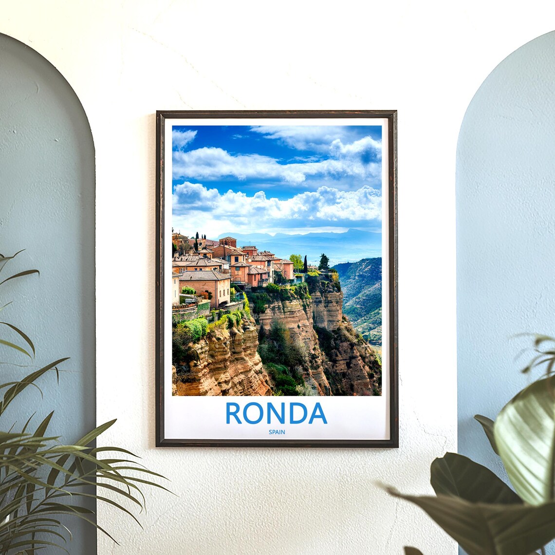 Ronda Cliff Houses Above the Gorge Spain Travel Scenic Poster - Image 3