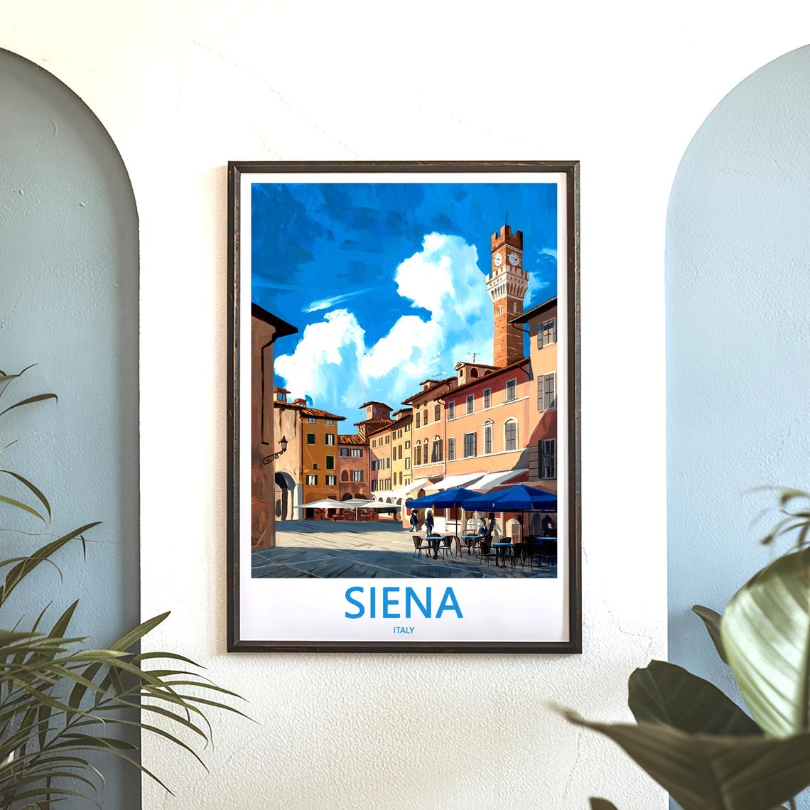 Siena Italy Piazza del Campo Cafe Umbrellas Clock Tower Poster - Image 3