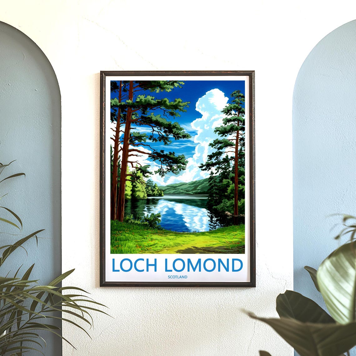 Loch Lomond Scotland Pine Forest Lake Reflection View Poster - Image 3