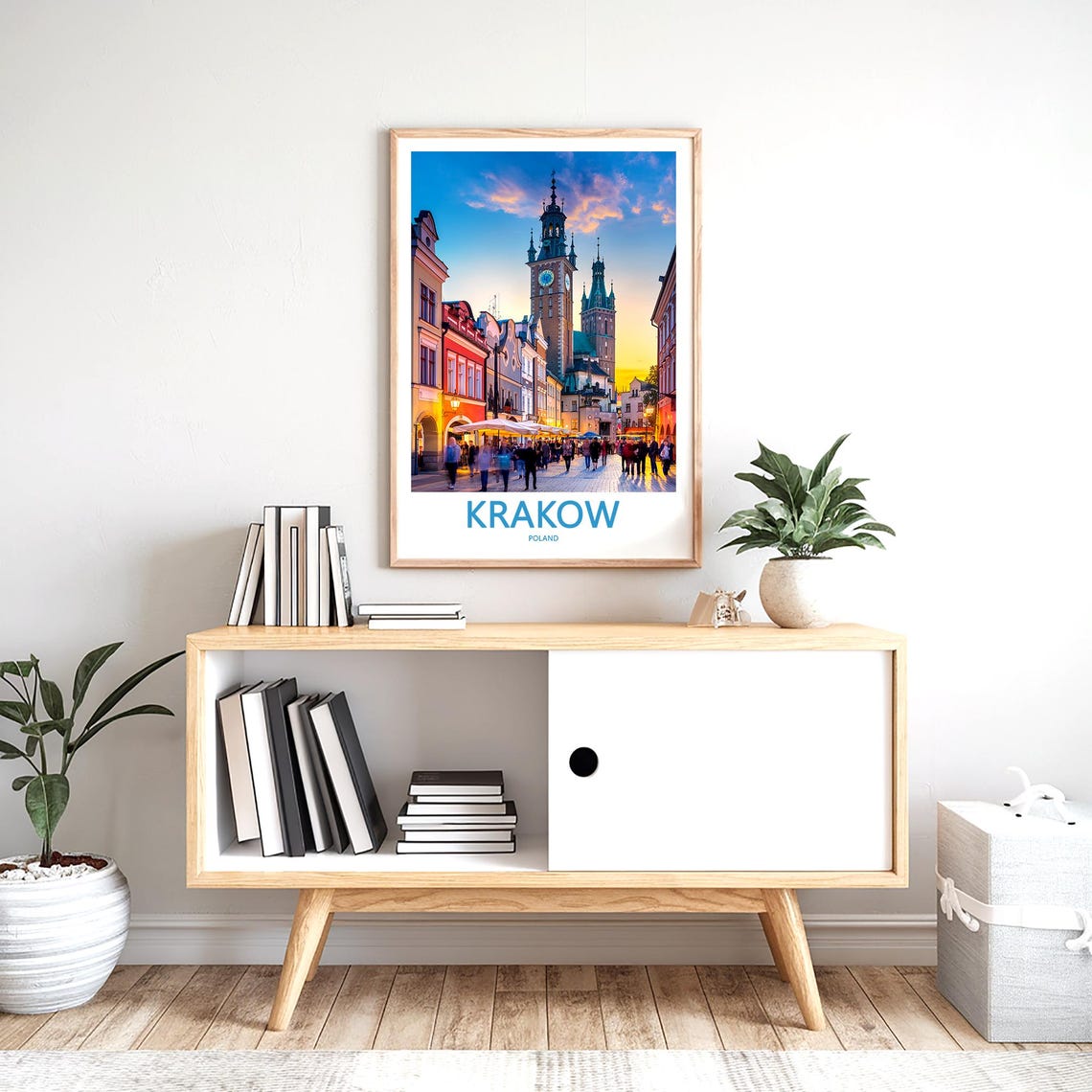 Krakow Main Market Square Sunset with Town Hall Tower Poster - Image 2
