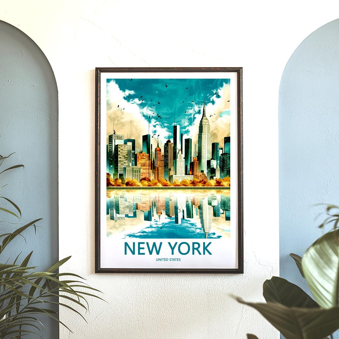 Manhattan Skyline with Mirror Like Still Water Reflection Poster - Image 3