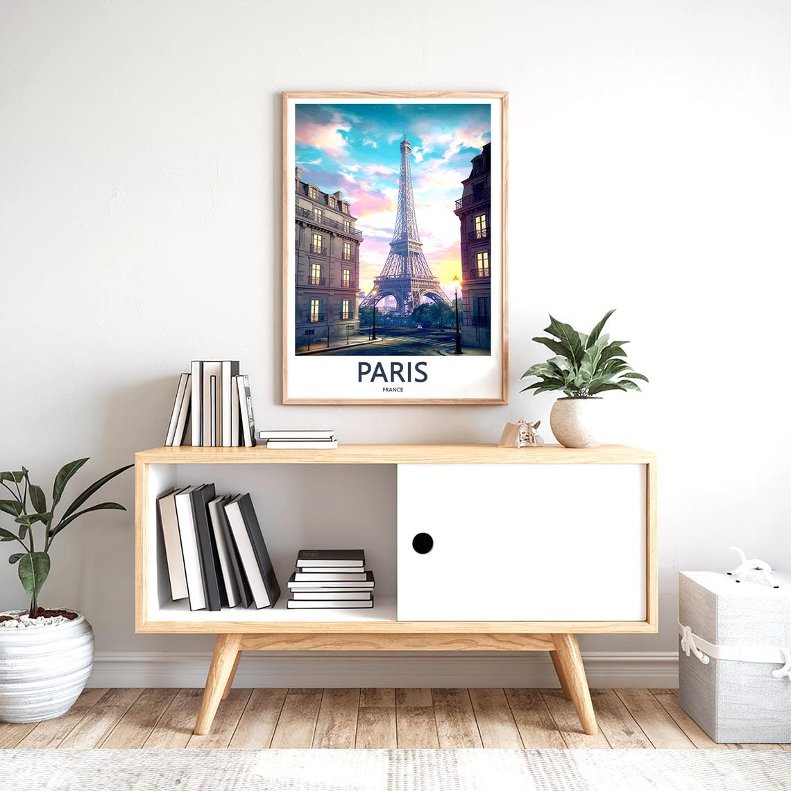 Eiffel Tower at Dusk Between Glowing Haussmann Buildings Poster - Image 2