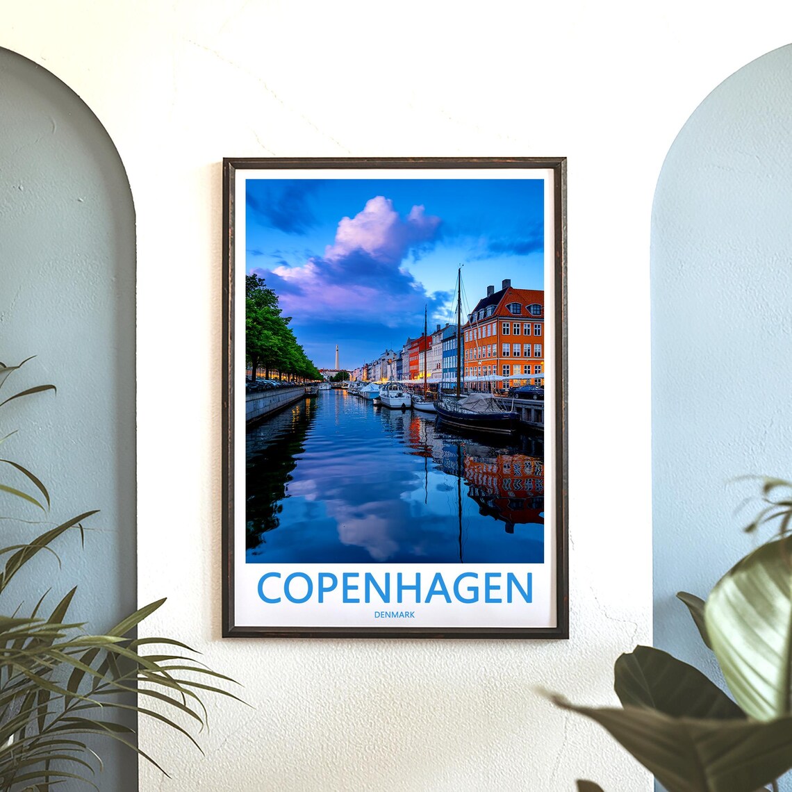 Copenhagen Nyhavn Blue Hour Boats Purple Clouds Denmark Travel Poster - Image 3