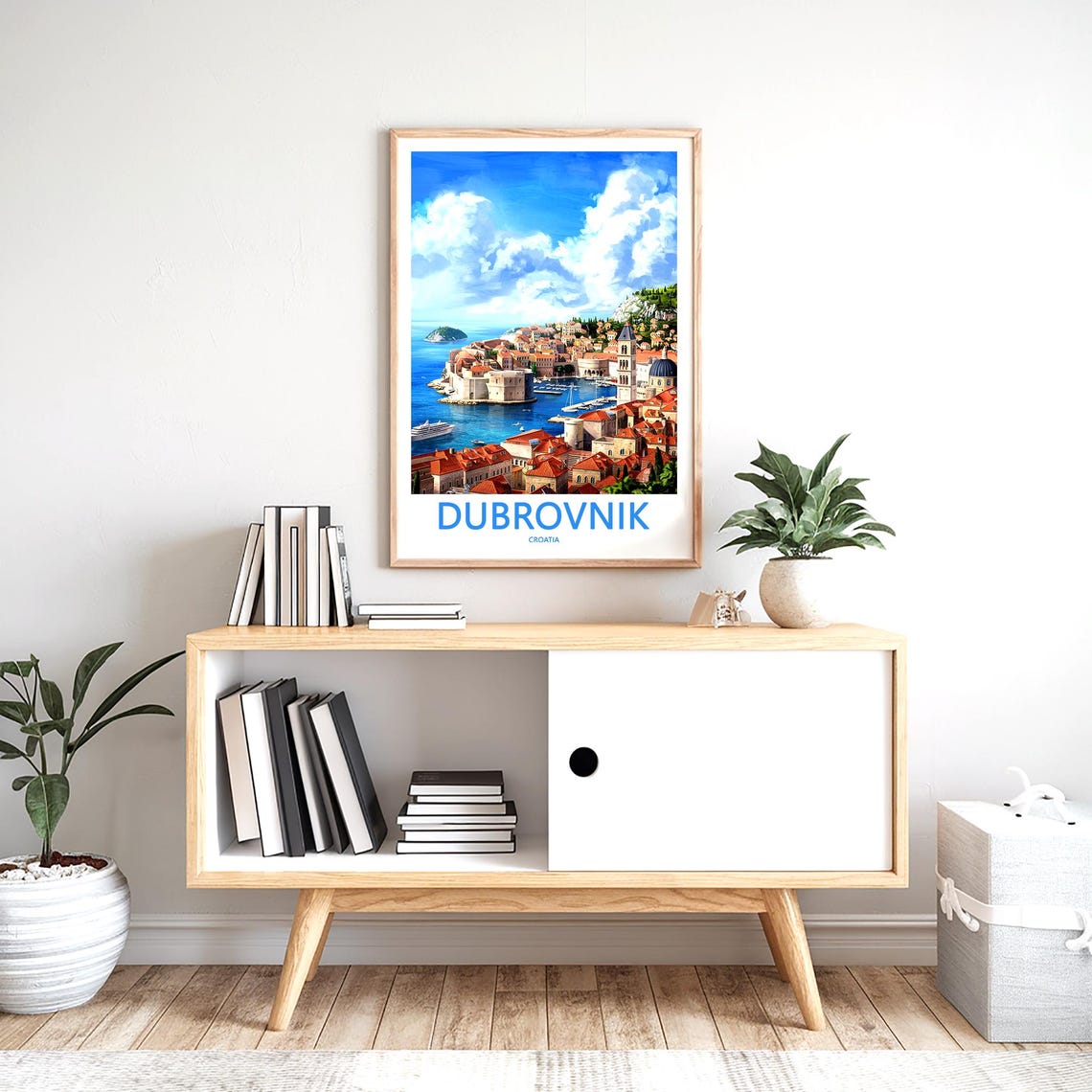 Dubrovnik Old Town Harbor Cruise Ship Illustration Travel Poster - Image 2
