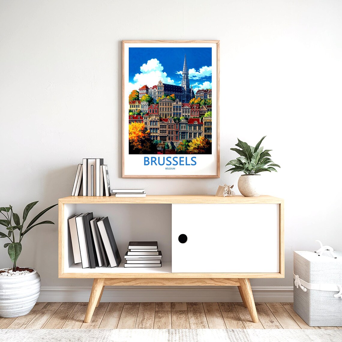 Brussels Belgium Church Spire Over Historic Houses View Poster - Image 2