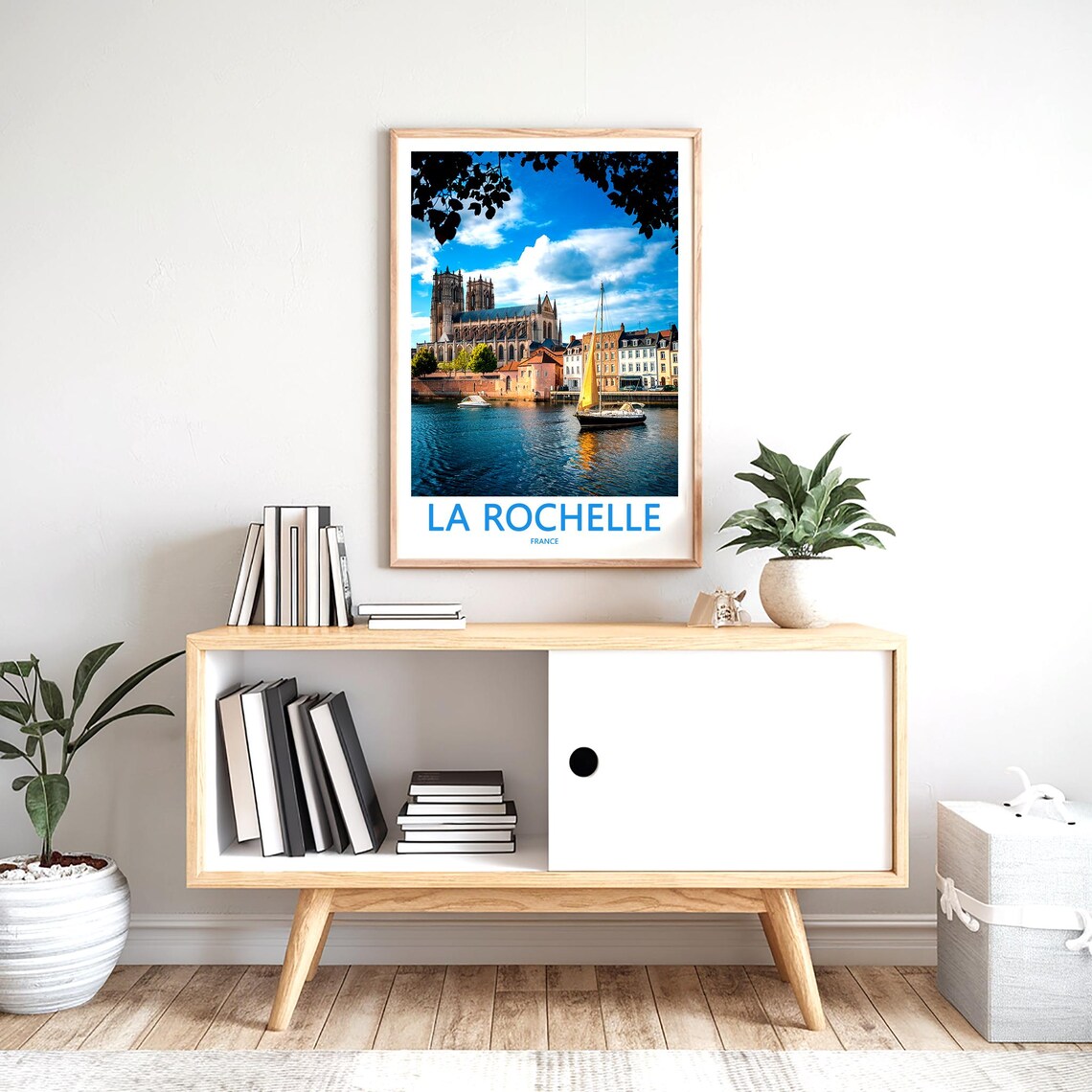 La Rochelle France Sailboat Harbor and Waterfront Church Photo Poster - Image 2