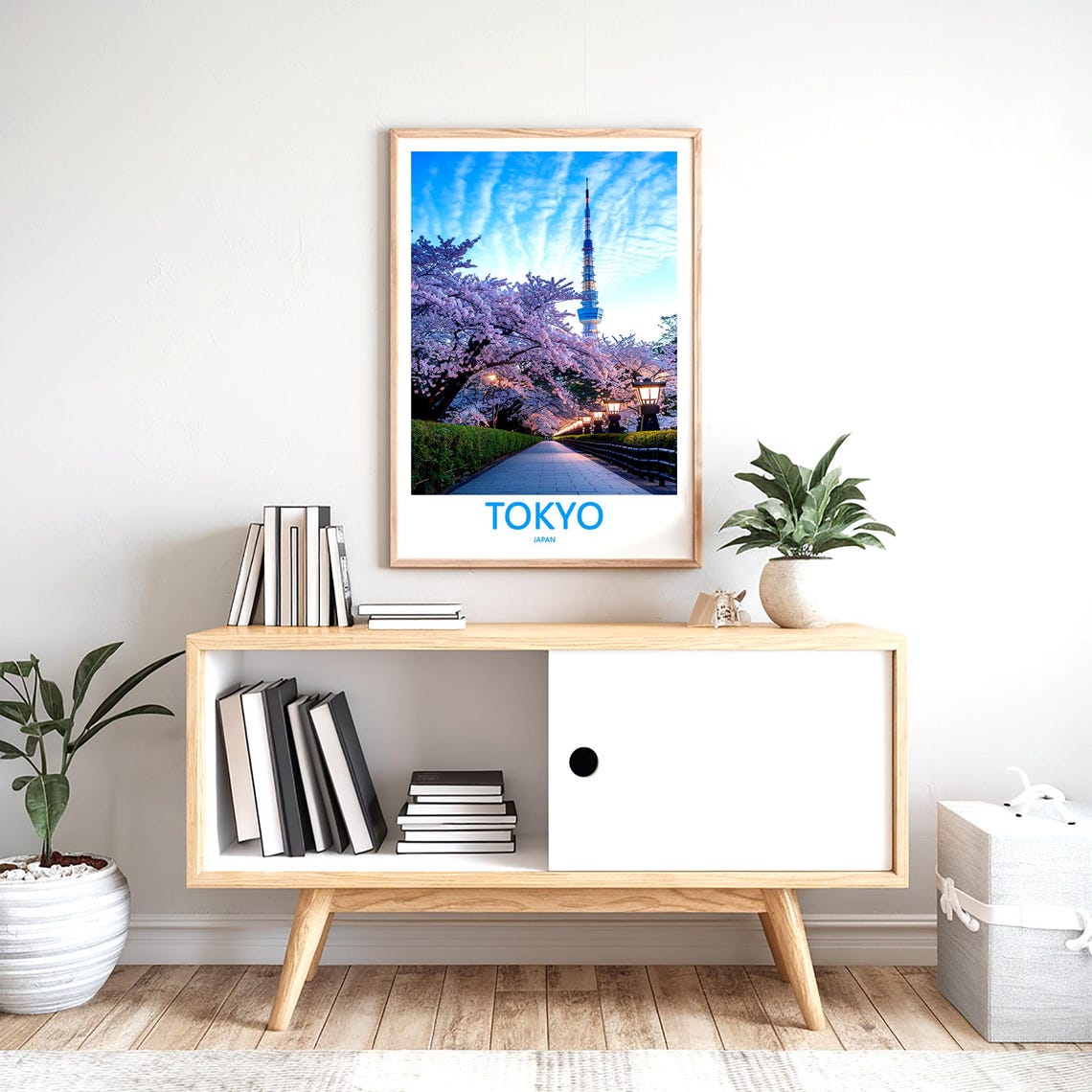 Tokyo Skytree Soaring Above a Cherry Blossom Path with Lanterns Poster - Image 2