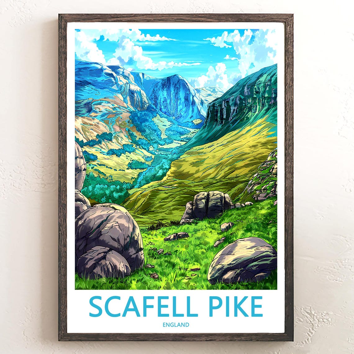Scafell Pike England Boulder Strewn Valley Mountain View Poster