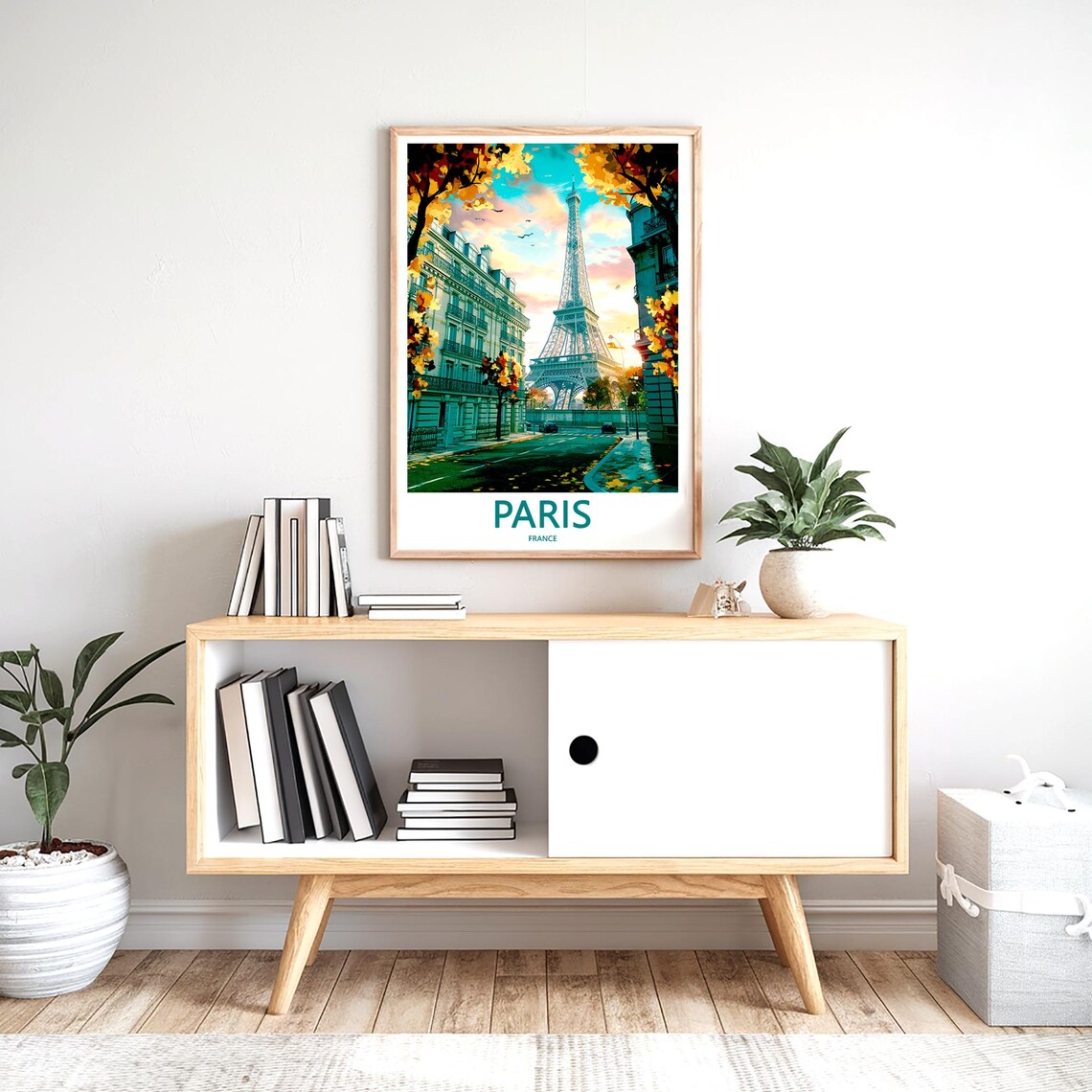 Eiffel Tower Autumn Street Wet Pavement Cars Paris France Poster - Image 2