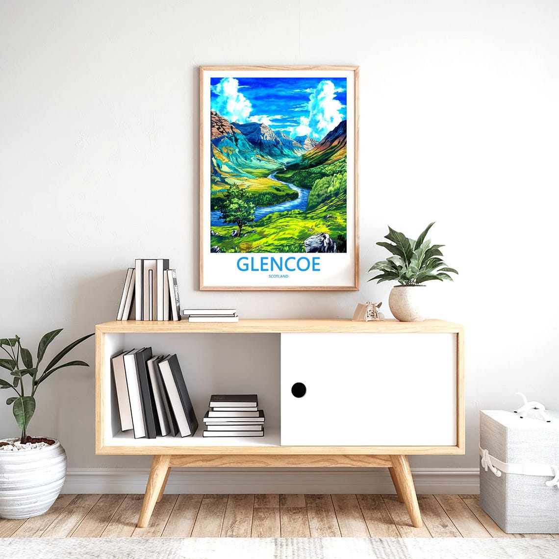 Glencoe Scotland Scenic Daytime Mountain Valley River Poster - Image 2