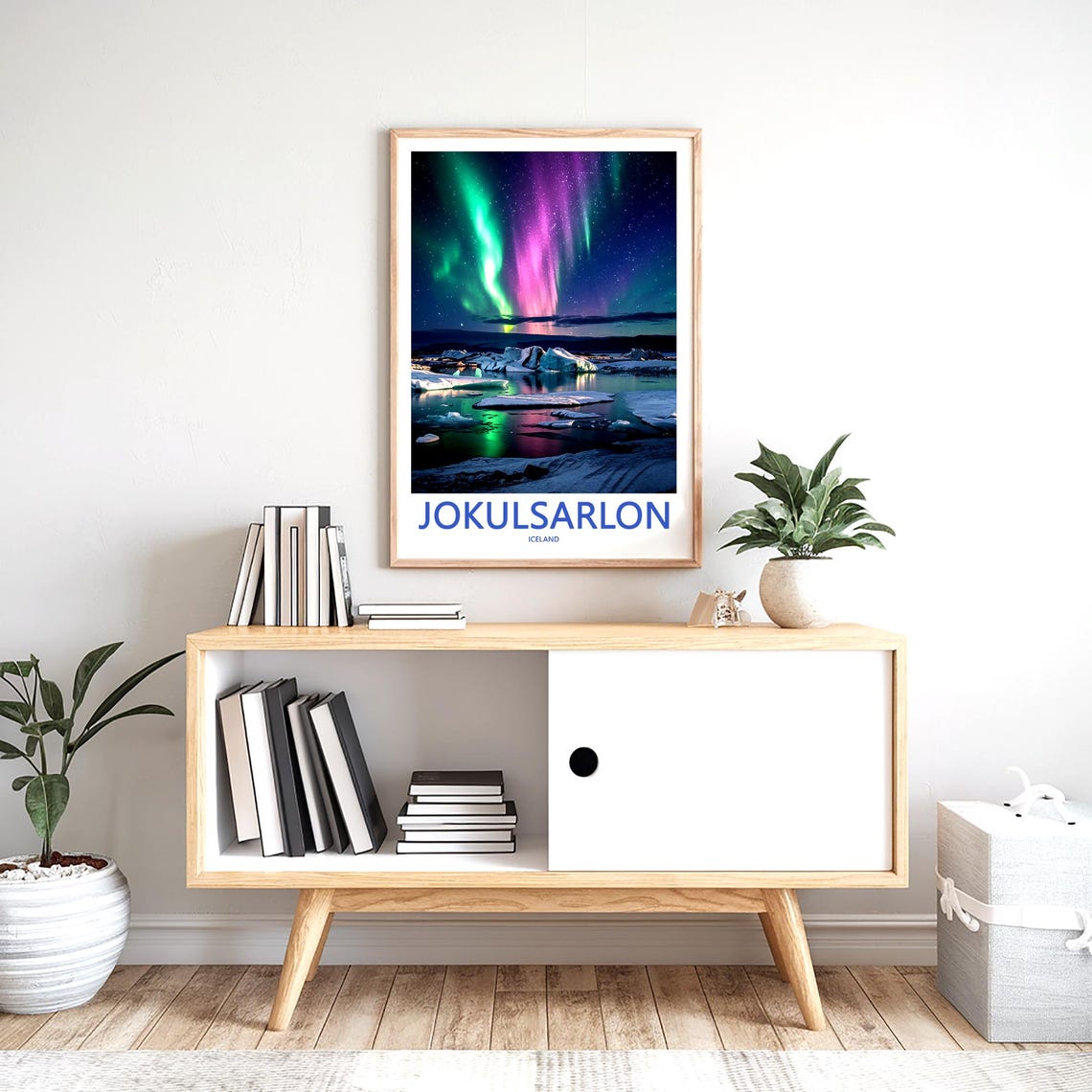Jokusarlon Iceland Northern Lights Over Glacier Lagoon Photo Poster - Image 2