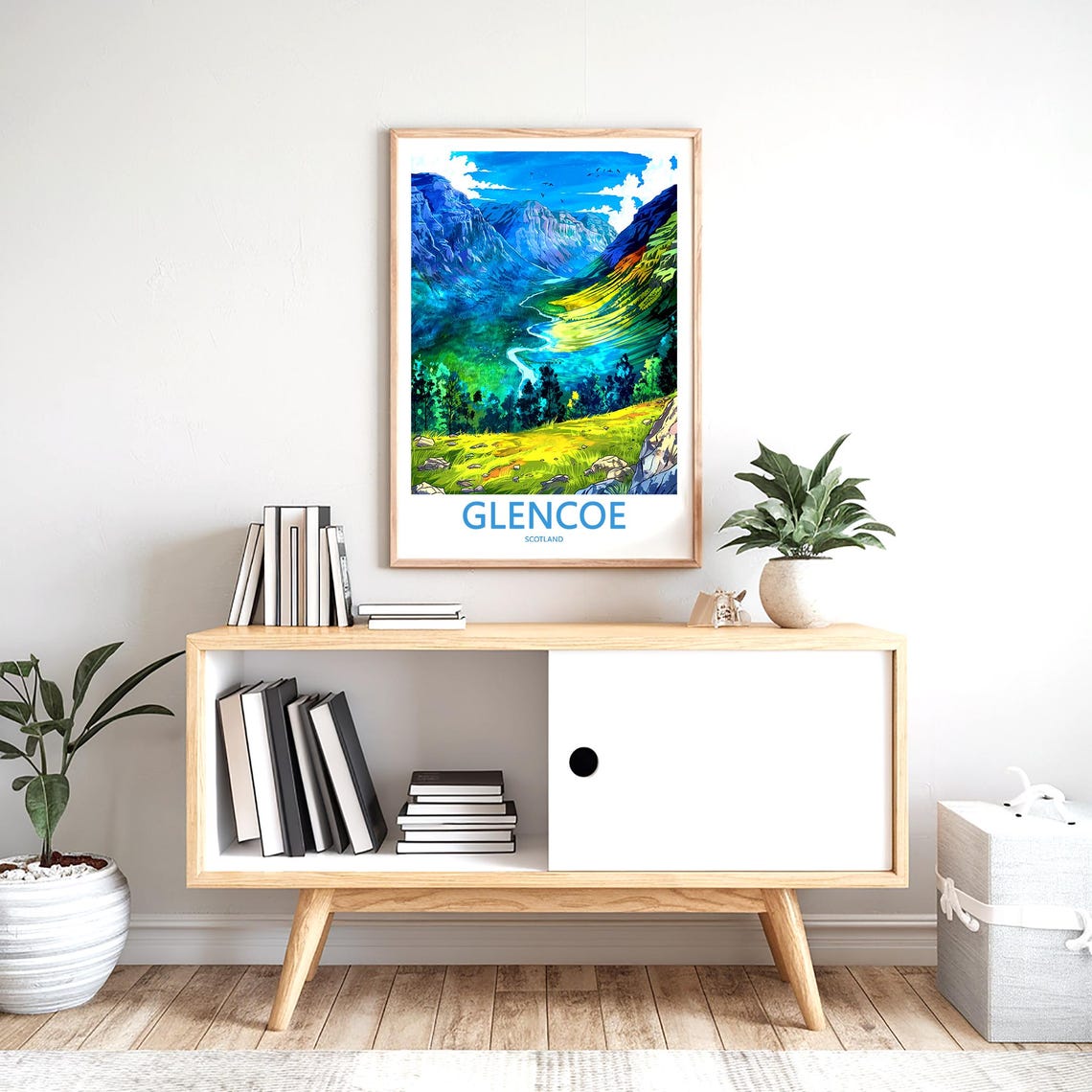 Glencoe Scotland Scenic Vivid Green Valley Blue Peaks Vista Poster - Image 2