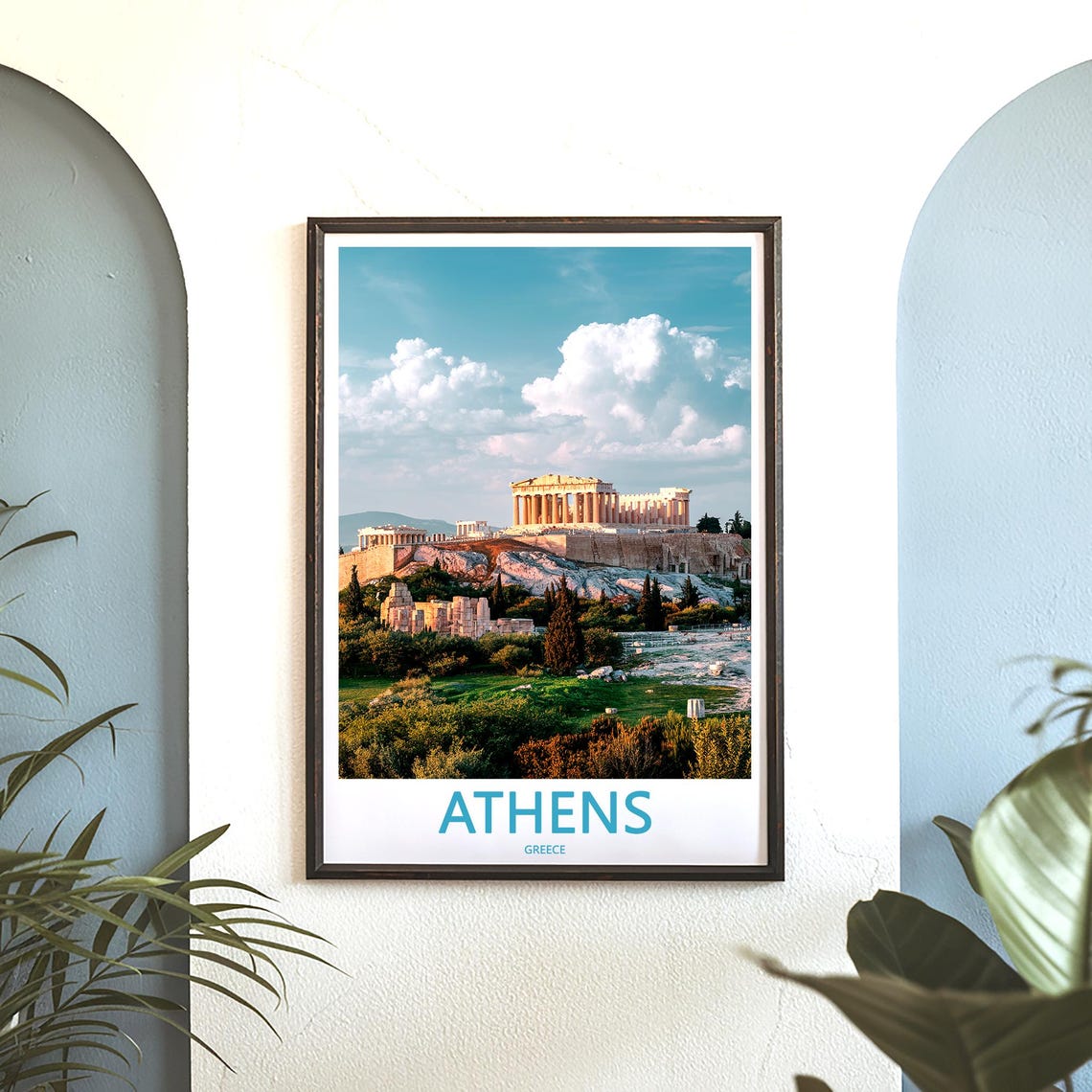 Athens Acropolis Daylight Green Slopes Photography Art Poster - Image 3