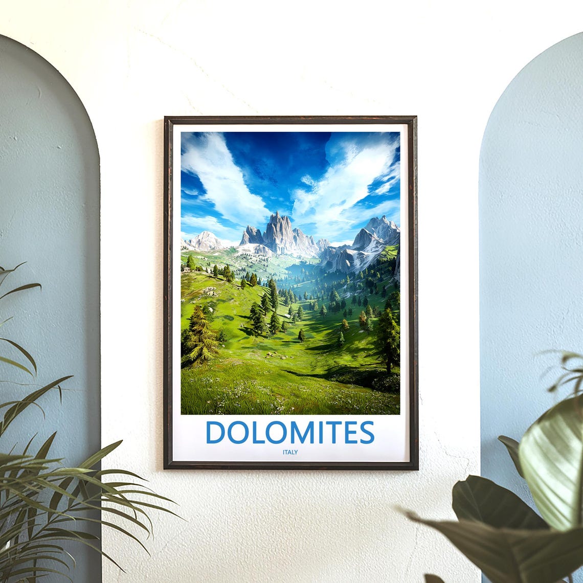 Dolomites Green Summer Valley Meadow Mountains Travel Poster - Image 3
