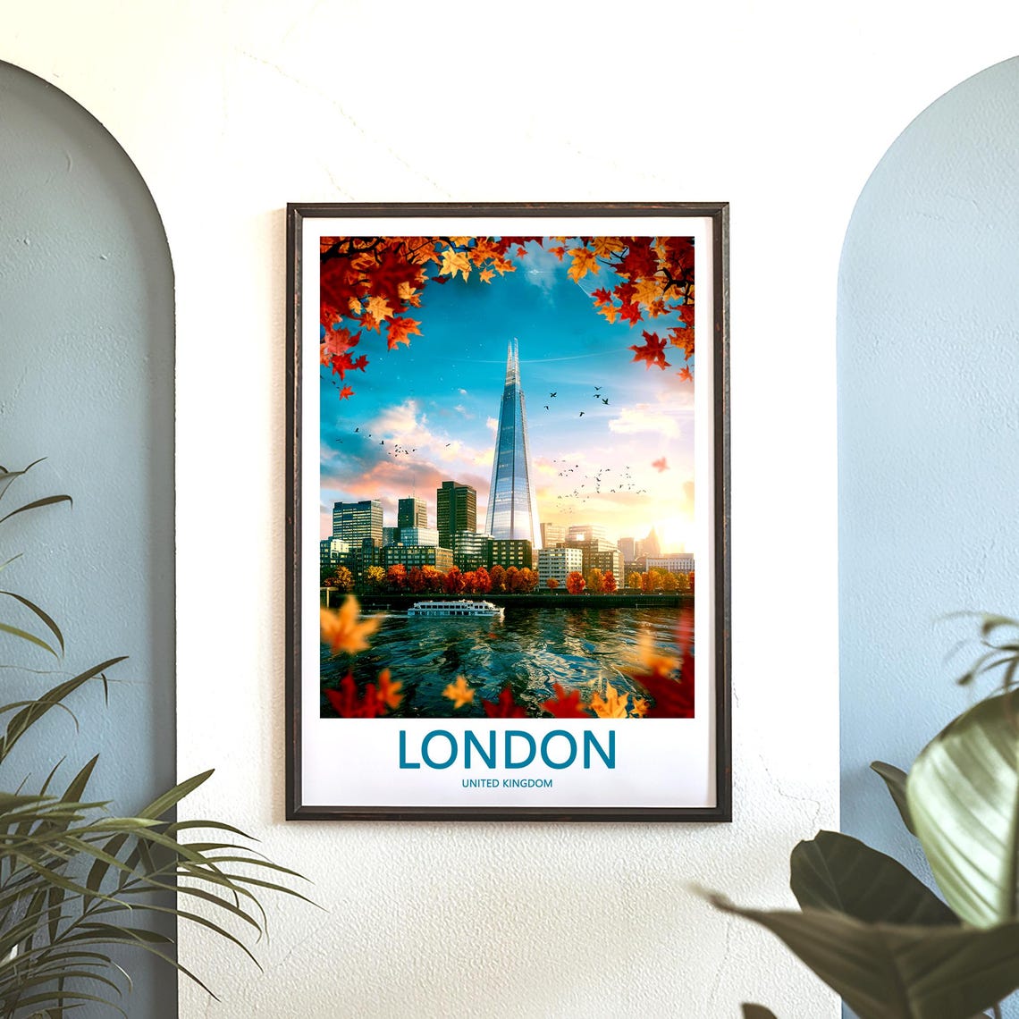 The Shard at Dusk Over the River Thames in Autumn Glow Poster - Image 3