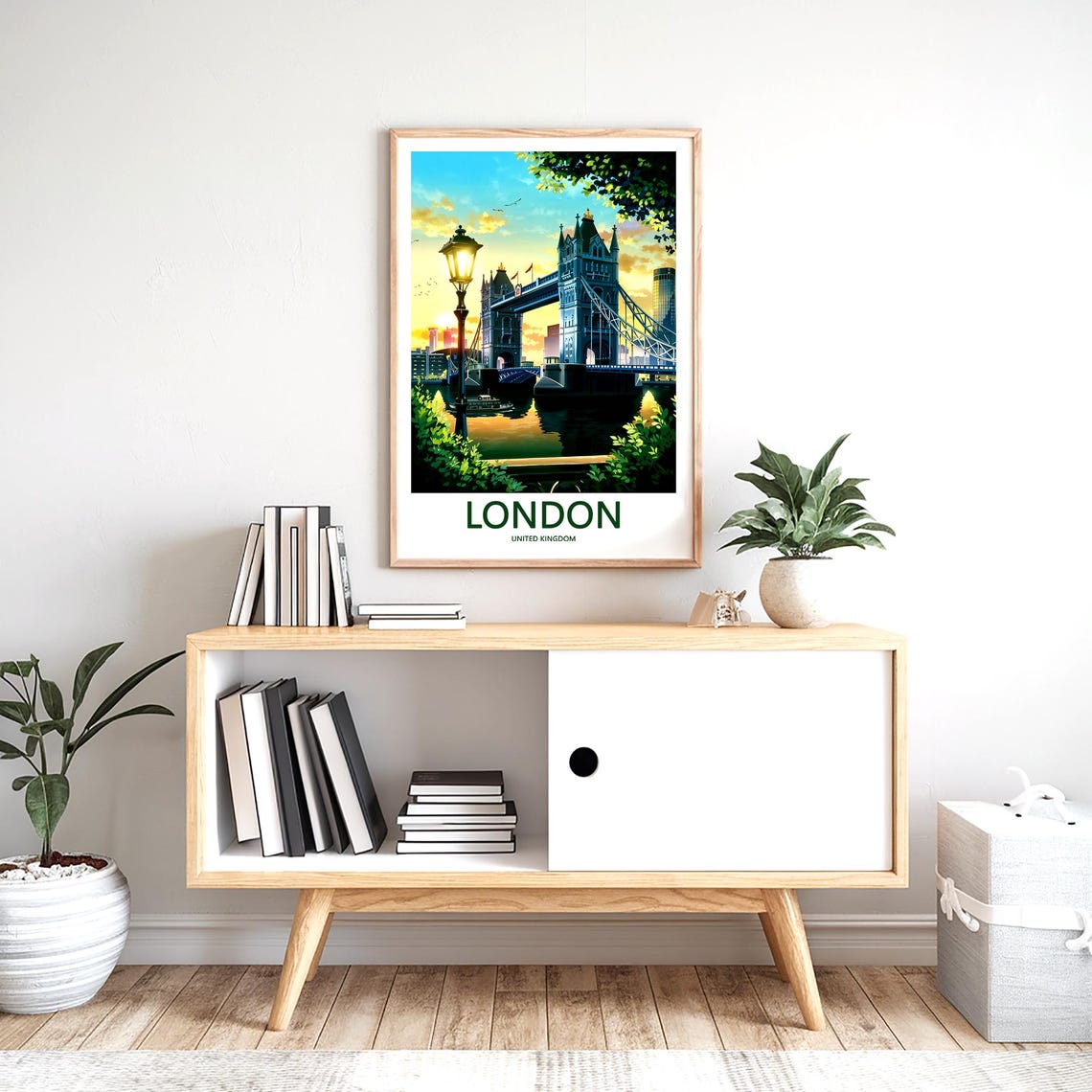 London Tower Bridge Golden Hour Lamp Post Riverside View Poster - Image 2