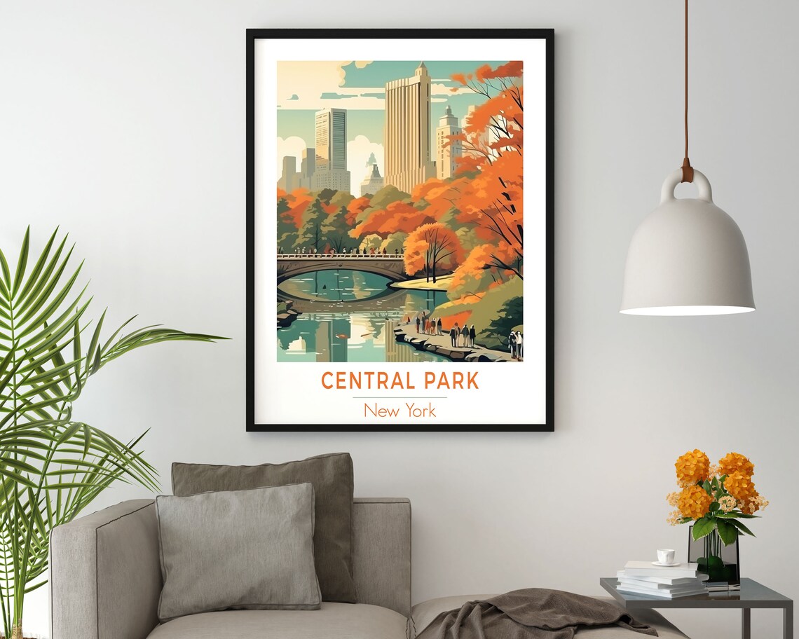 Central Park New York Vibrant Travel Poster