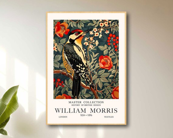 William Morris Woodpecker Berries Botanical Textile Collection Art Poster