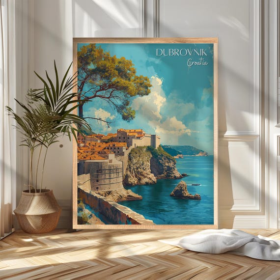 Dubrovnik Travel Poster Print Croatia Wall Art Wanderlust Home And Office Decor Gift For Travelers