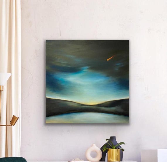 Original Oil Painting On Canvas Sunset Horizon Landscape Kyrie
