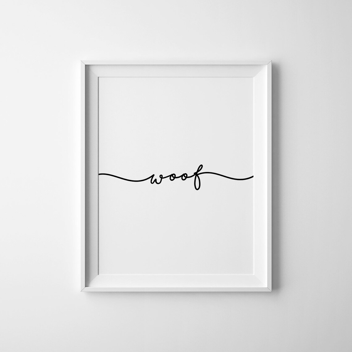 Woof Dog Wall Art Fur Mom Gifts Dog Lover Gift Woof Handwriting Sign Lineart