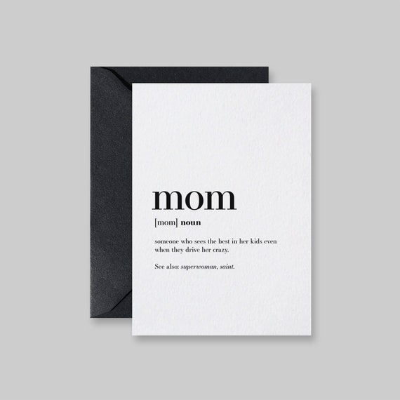 Mothers Day Card Mom Definition Funny Card For Mom Cards Blank Card Happy Mothers Day