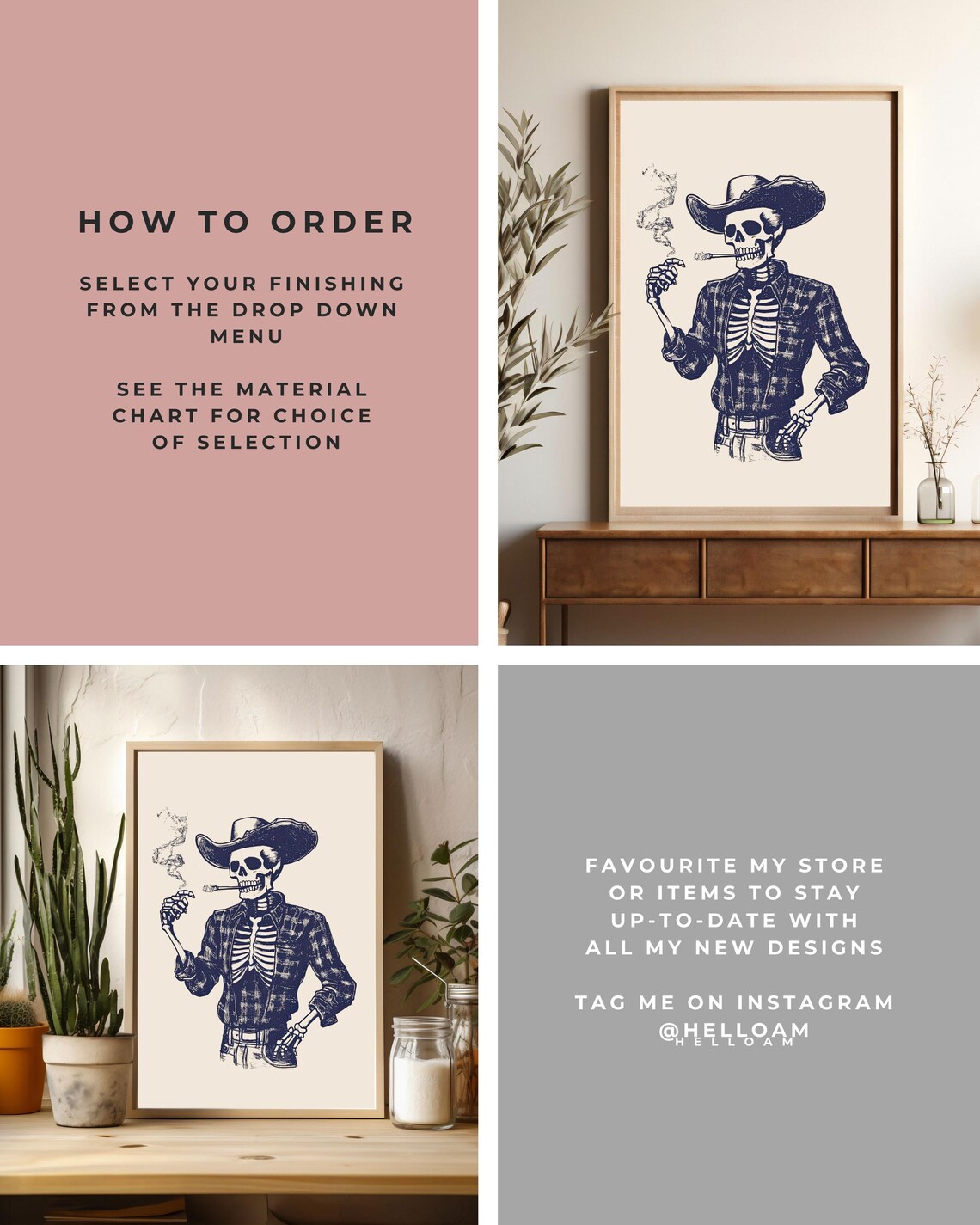 Skeleton Cowboy Vintage Western Art Print, Texas - Image 2