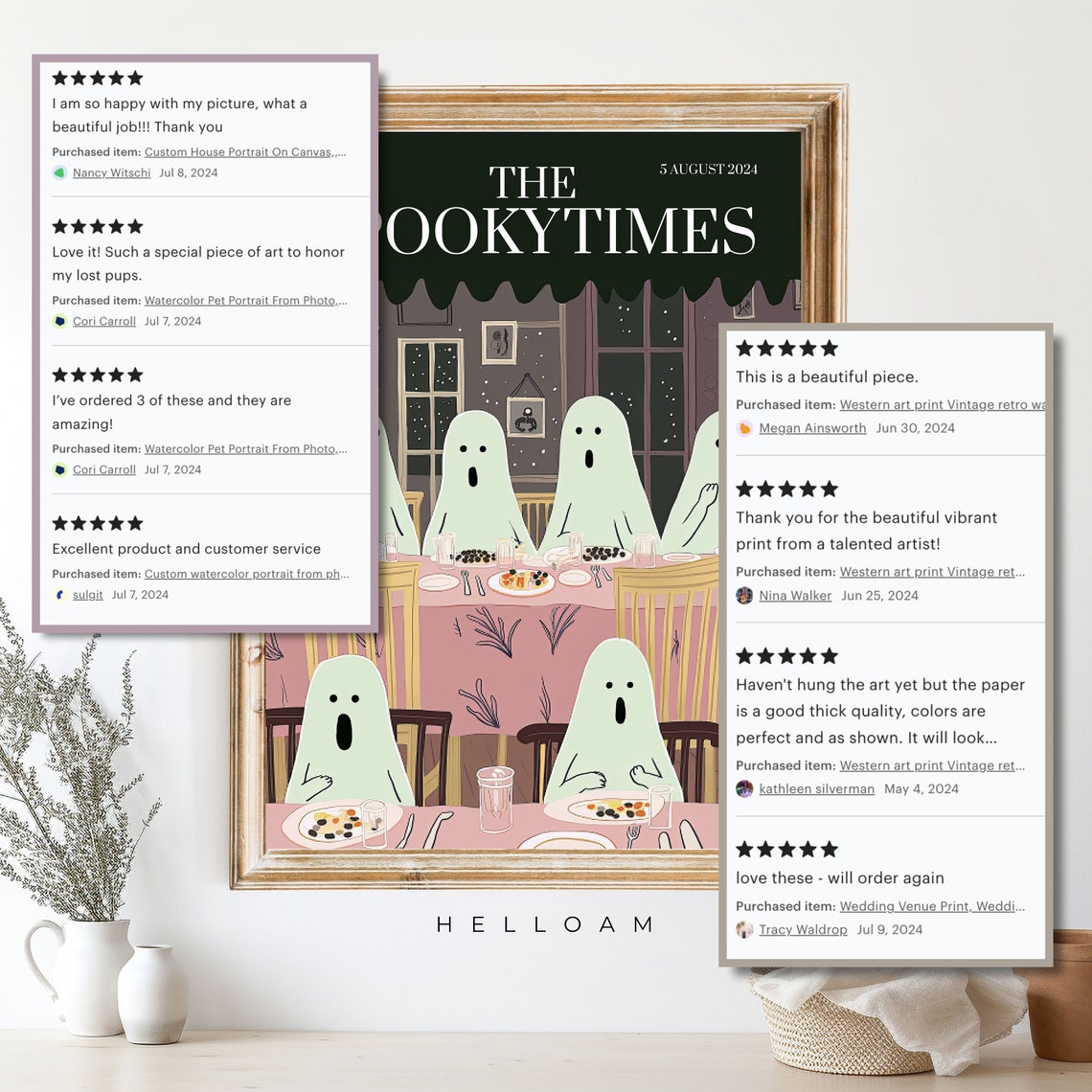 The Spooky Times Ghost Dinner Party Cute Halloween Newspaper Poster - Image 4