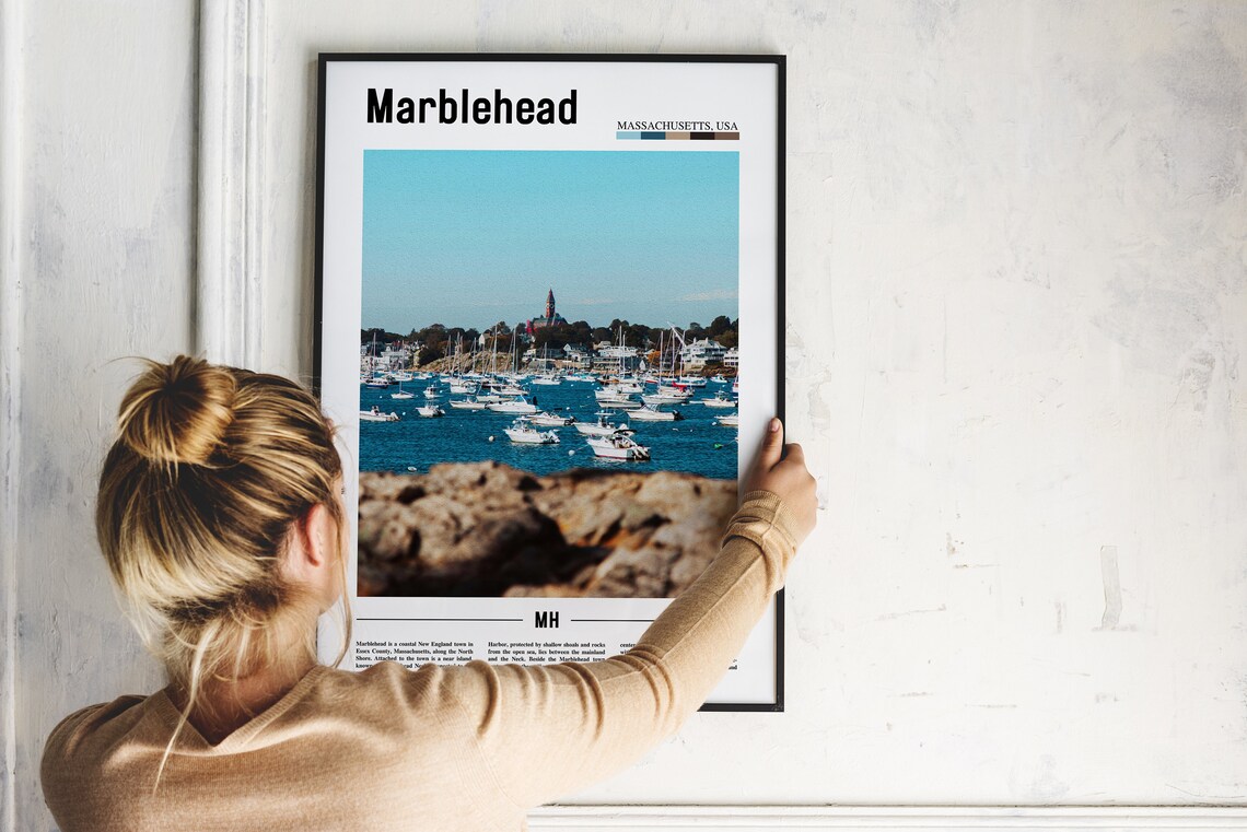 Marblehead Massachusetts Harbor Sailboats Coastal Photo Poster - Image 2