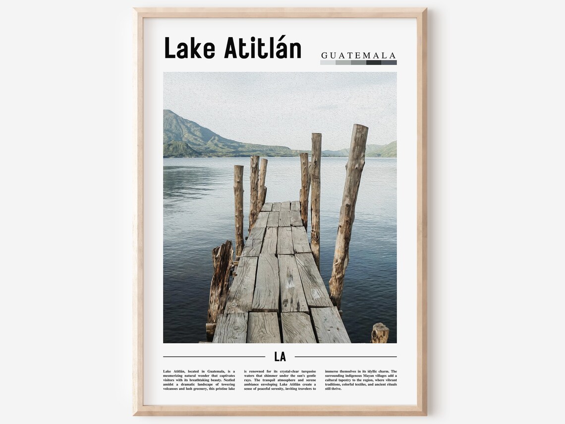 Lake Atitlán Guatemala Wooden Pier Minimal Photo Travel Poster