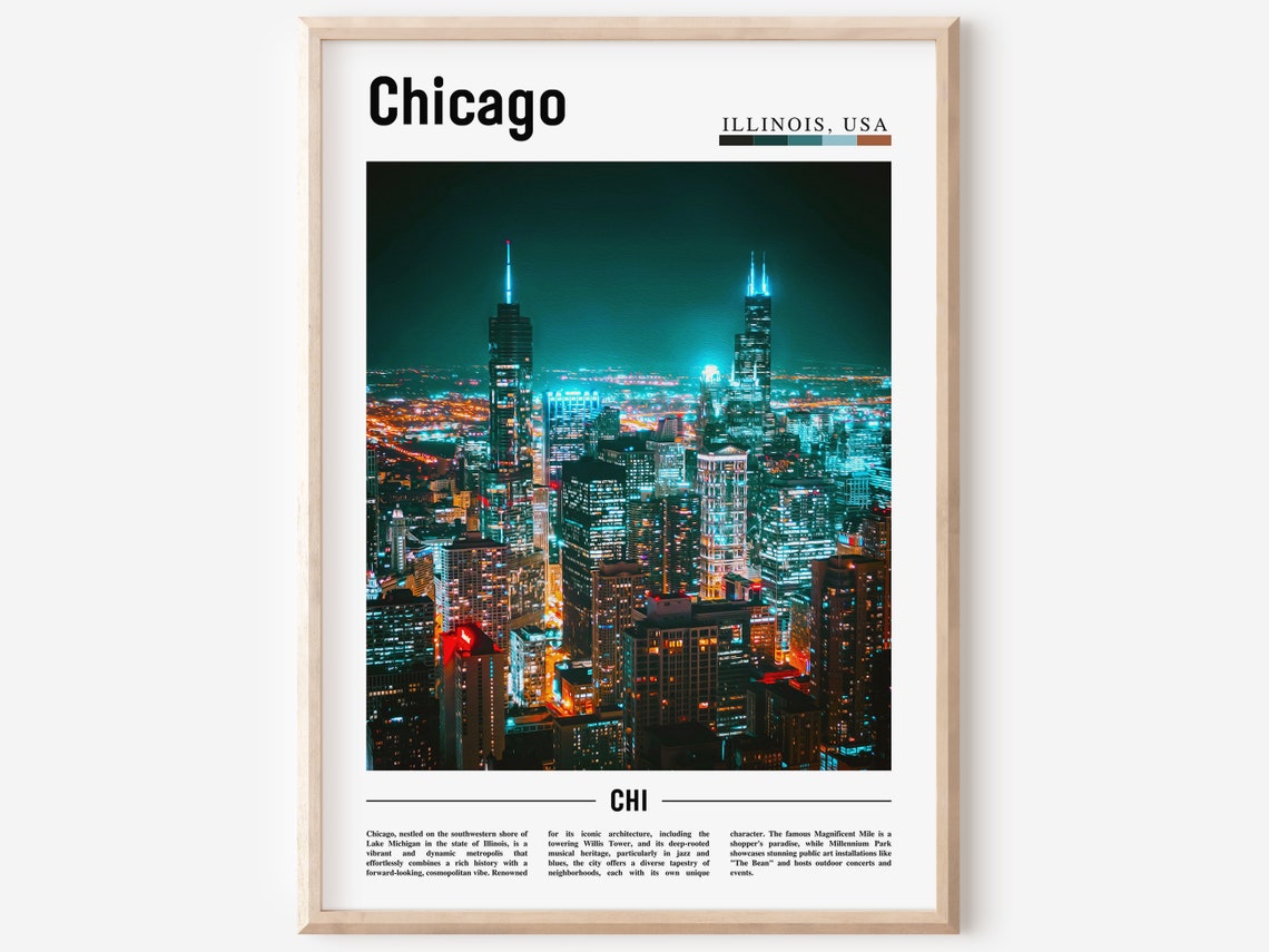 Chicago Print Chicago Poster Chicago Wall Art United States Photo United States Poster United States Print