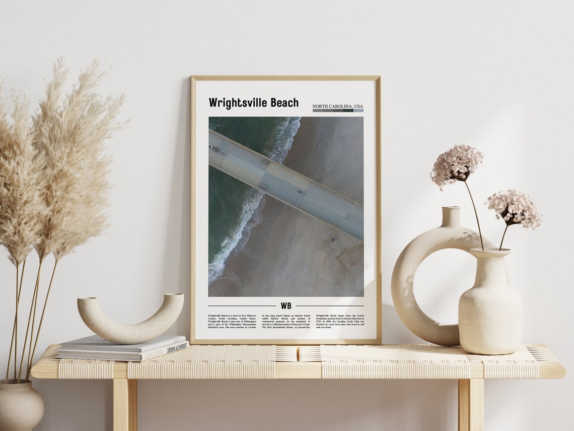 Wrightsville Beach Print Wrightsville Beach Poster Wrightsville Beach Wall Art Minimal Travel Print City Poster Oil Painting Poster - Image 3