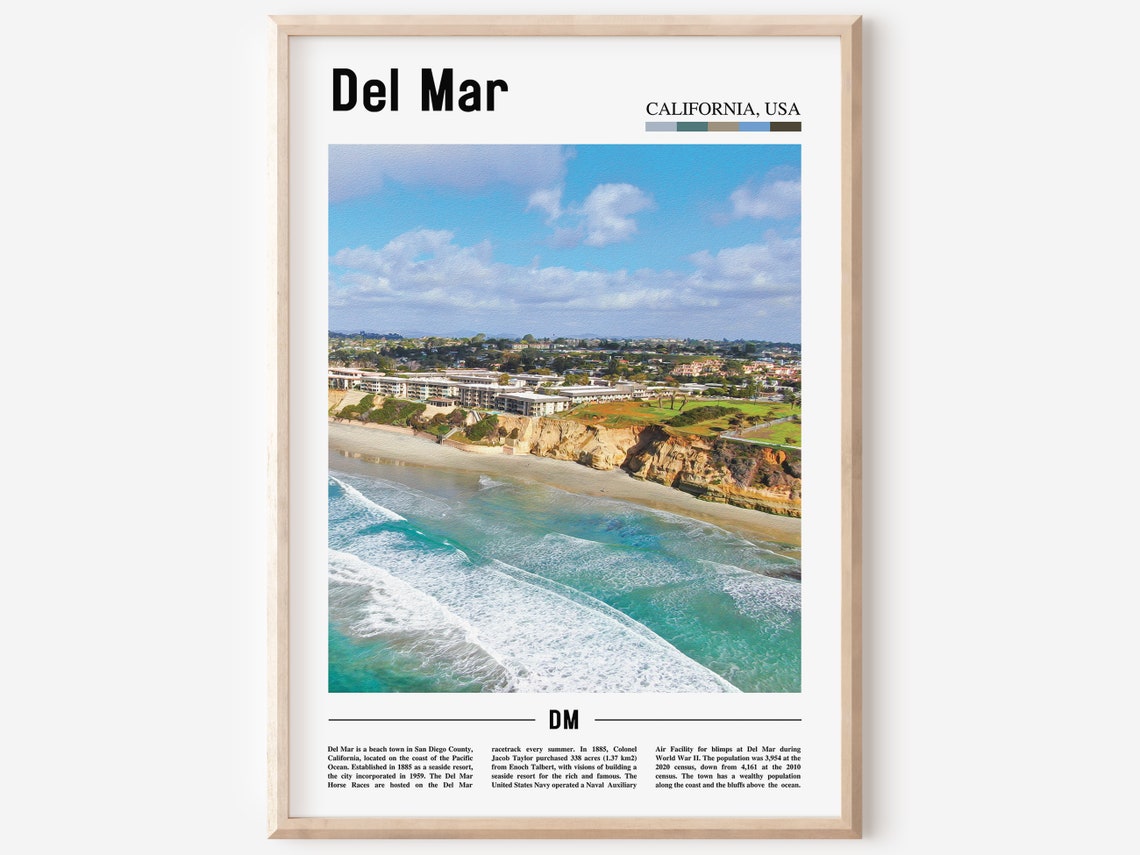 Del Mar Print Del Mar Poster Del Mar Wall Art Oil Painting Poster Colorful City Print City Artwork Travel Artwork Travel Wall Art
