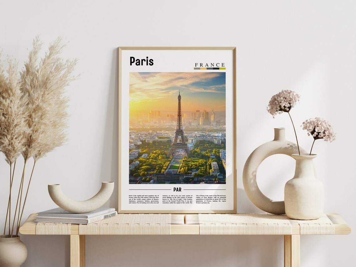 Paris France Eiffel Tower Sunrise Poster City Skyline Golden View - Image 3