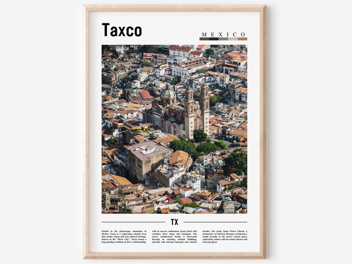 Taxco Poster Taxco Print Taxco Wall Art Minimal Travel Print Travel Destination Oil Painting Poster