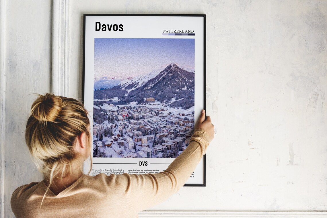 Davos Switzerland Alpine Ski Town Mountain Photo Travel Poster - Image 2