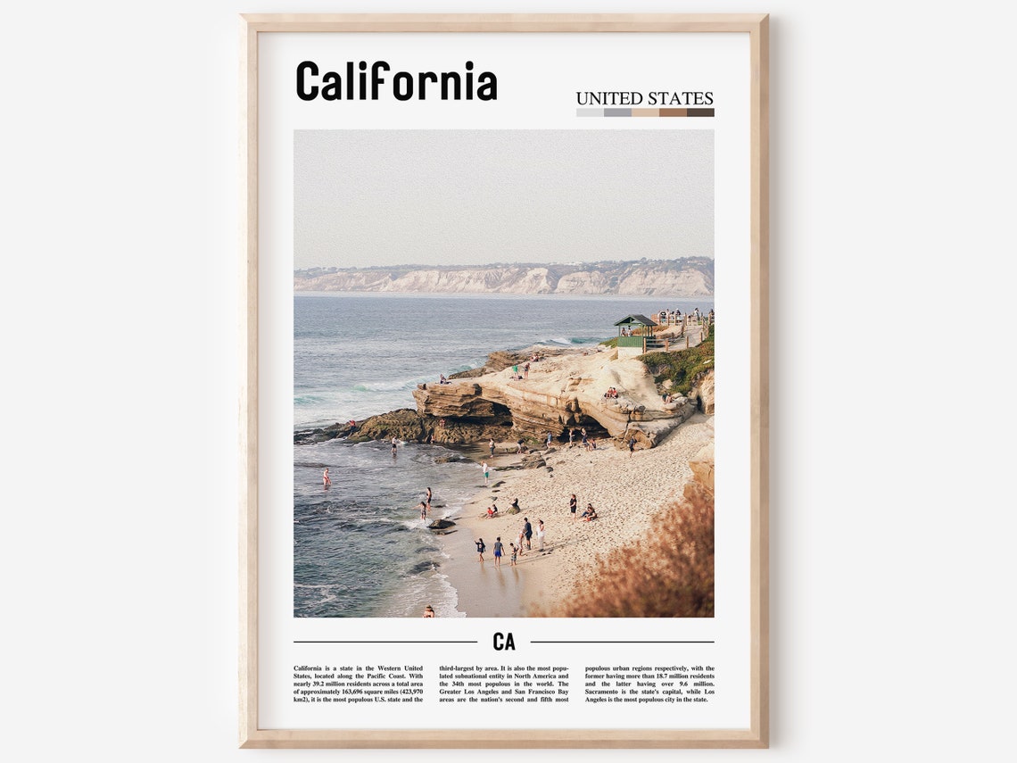 California Poster California Print California Wall Art Minimal Travel Print Minimal City Poster Travel Destination Oil Painting Poster