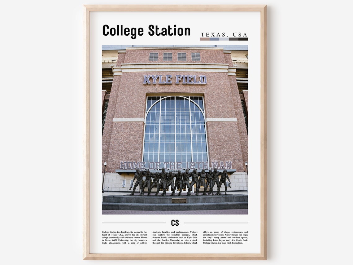 College Station Poster College Station Print College Station Wall Art United States Photo United States Poster United States Print