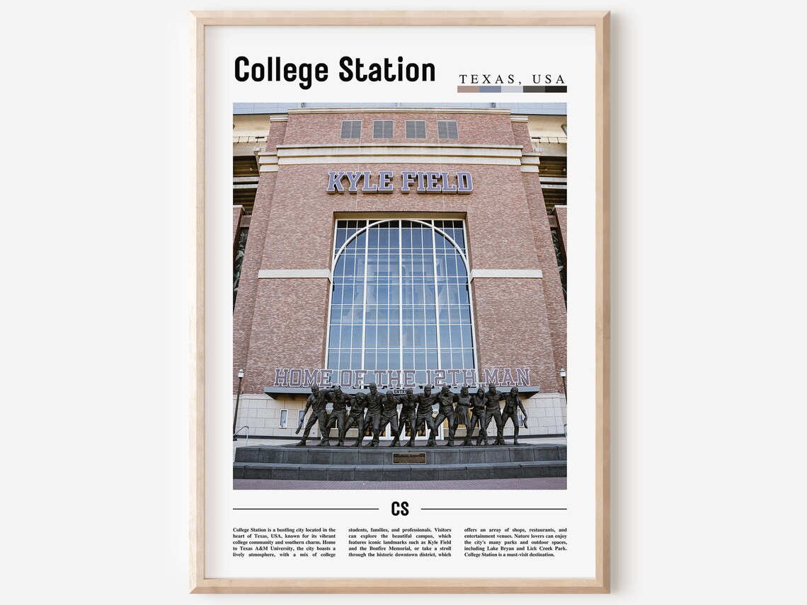 College Station Texas Kyle Field Home of the 12th Man Poster