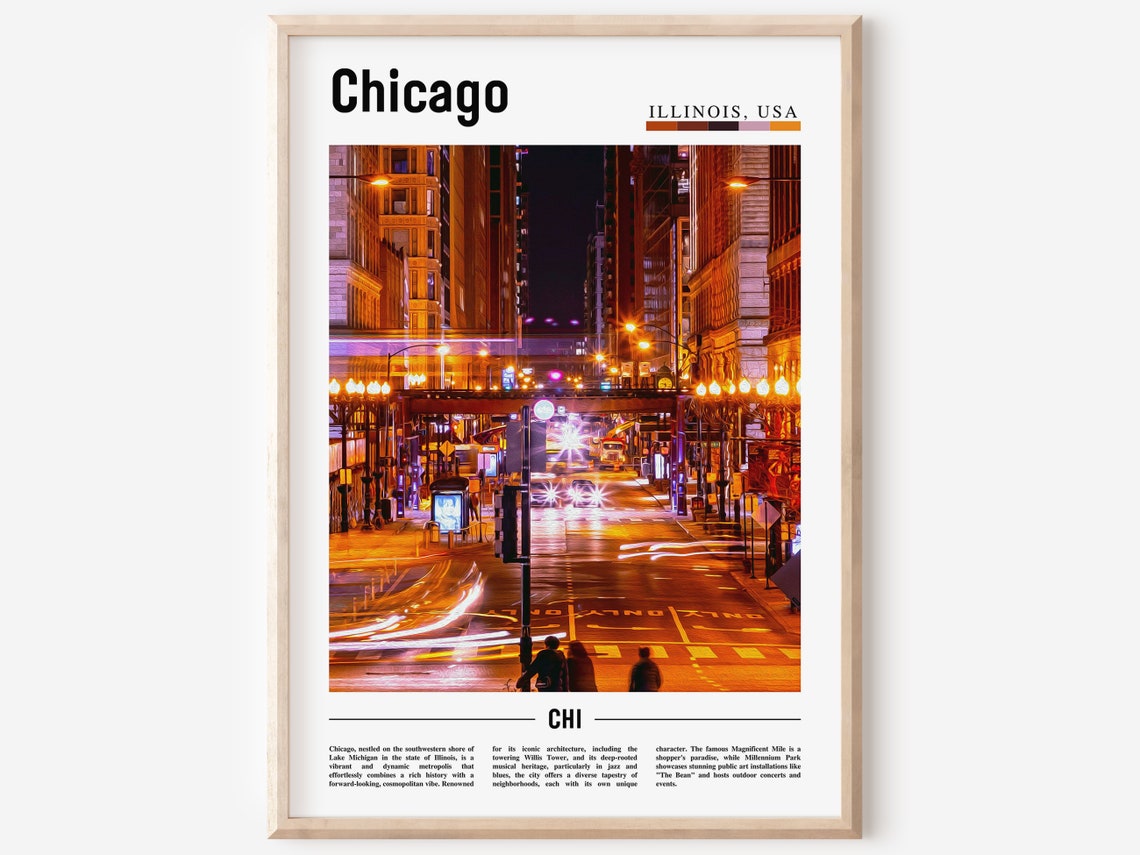 Chicago Print Chicago Poster Chicago Wall Art United States Photo United States Poster United States Print