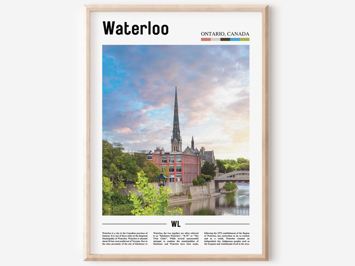 Waterloo Print Waterloo Poster Waterloo Wall Art Oil Painting Poster Colorful City Print City Artwork Travel Artwork Travel Wall Art