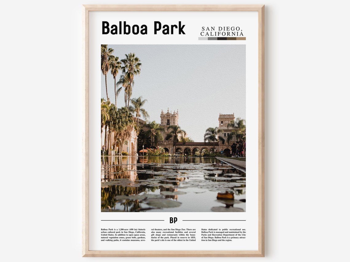 Balboa Park Print Balboa Park Poster Balboa Park Wall Art Minimal Travel Print Minimal City Poster Travel Destination Oil Painting Poster