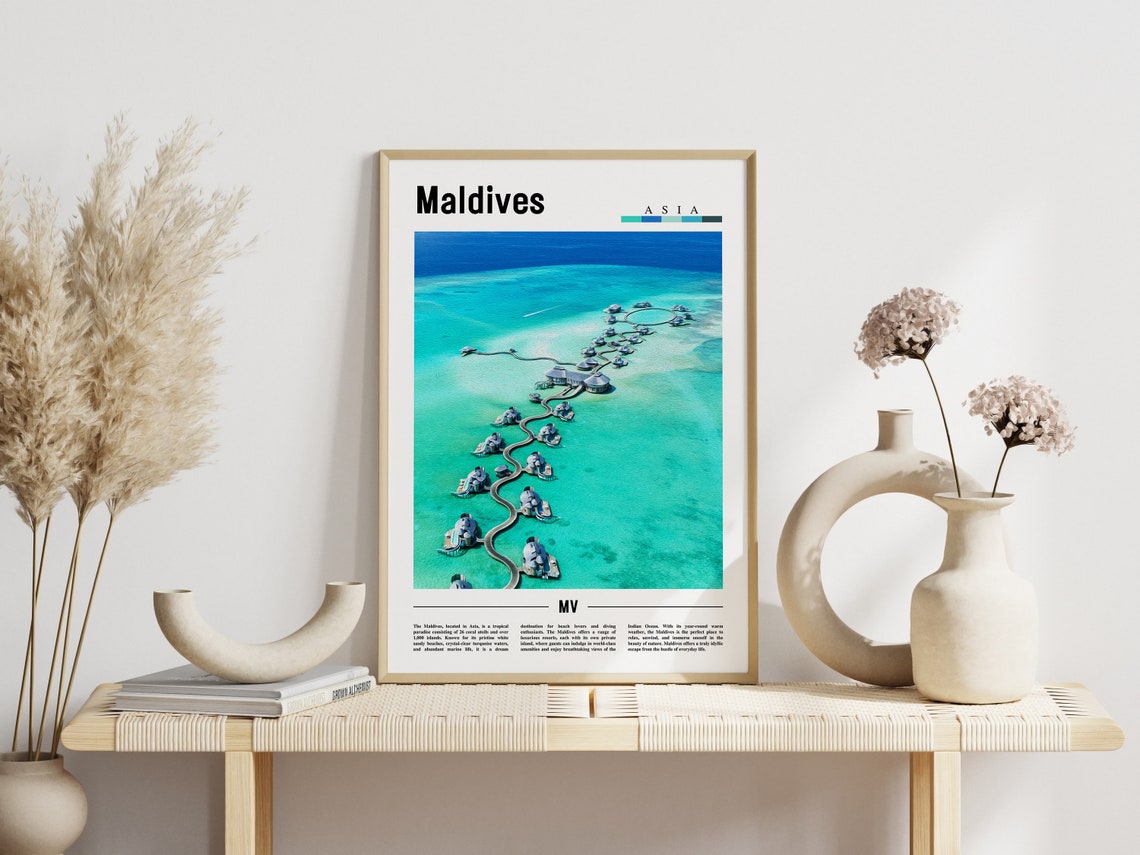 Maldives Poster Maldives Print Maldives Wall Art Asia Print Asia Poster Asia Photo Minimal Travel Poster - Image 3