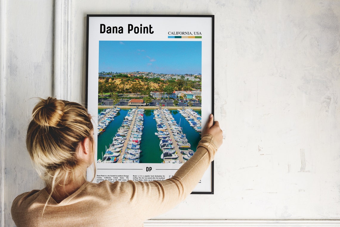 Dana Point Print Dana Point Poster Dana Point Wall Art Oil Painting Poster Colorful City Print City Artwork Travel Artwork Travel Art - Image 2