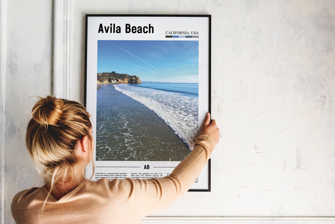 Avila Beach Print Avila Beach Poster Avila Beach Wall Art Oil Painting Poster City Print City Artwork Travel Artwork Travel Wall Art - Image 2