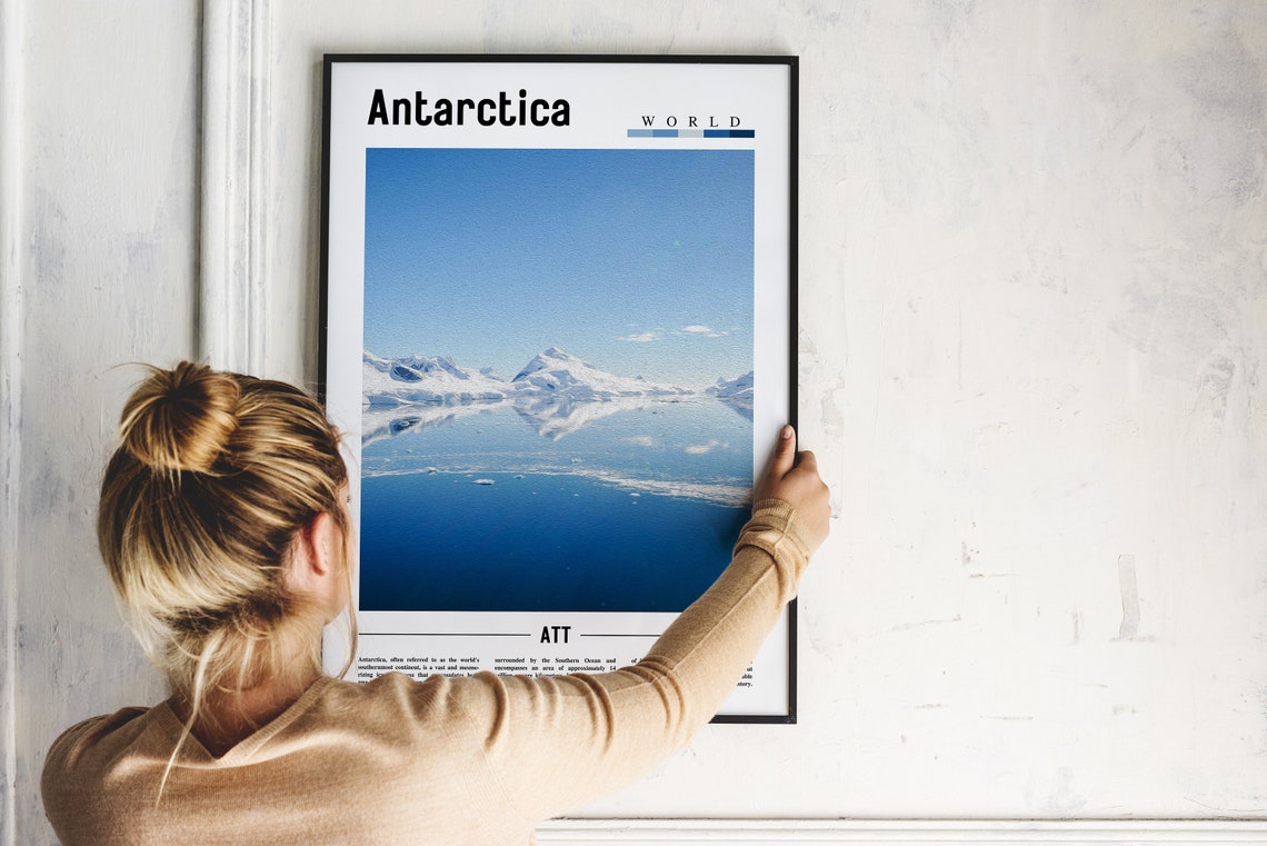 Antarctica Icy Peaks Mirrored in Still Blue Water World Travel Poster - Image 2